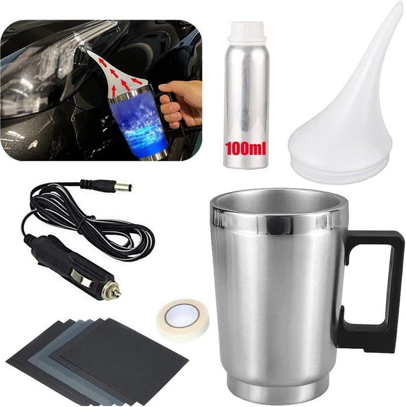 Ghguole Headlight Restoration Car Headlight Lens Scratch Repair Polish Tool with 100 ml Restoration Liquid,Auto Headlight Vapor Renovation Kit with UV Block Coat to Remove Yellowing/Scratch/Haze/Oxidation - Image 1